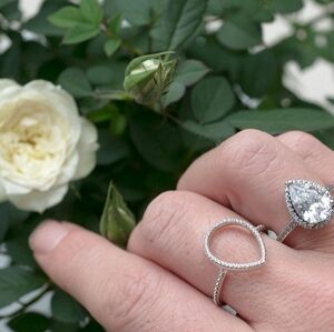 NEW Sterling silver cz open teardrop ring size 7